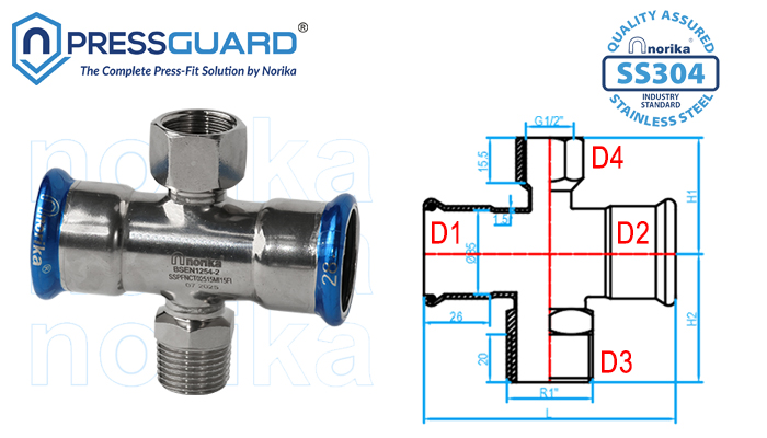 不锈钢304卡压四通